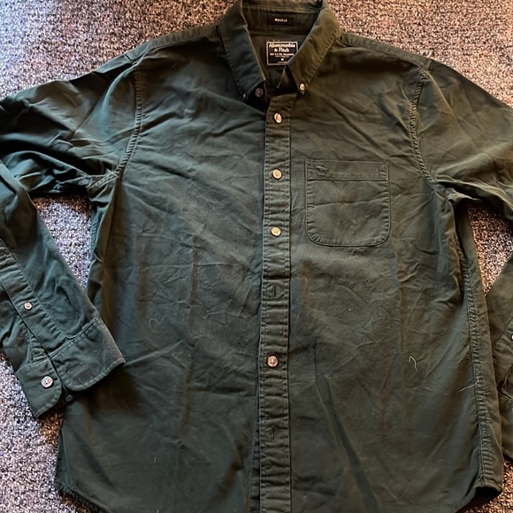 Abercrombie & Fitch Hunter Green Muscle Fit Oxford Medium - Picture 2 of 3